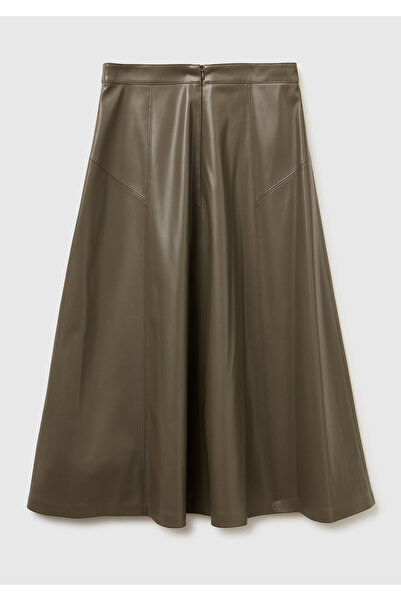 United Colors of Benetton Women's khaki Slit invisible zipper long flared skirt