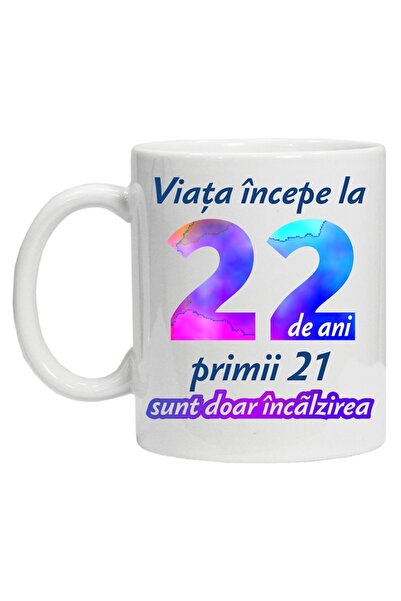CRD PRINT Personalized mug "Life begins at 22", CRD PRINT, 330 ml, white