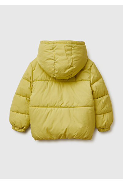 United Colors of Benetton Boy's mustard brown jacket with logo patch on left chest, front pocket detail, and zipper closure.