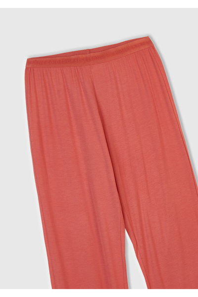 United Colors of Benetton Women's Coral Modal Blend Logo Waist Pajama Bottoms
