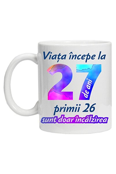 CRD PRINT Personalized mug "Life begins at" - 27 years, CRD PRINT, 330 ml, white