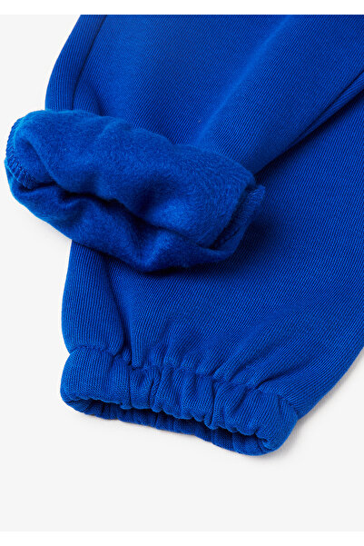 United Colors of Benetton Pantaloni de sport pentru băieți, cu albastru cobalt buzunare cu fermoar, cu șnur, cu nervuri, cu croială normală