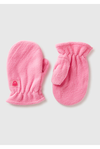 United Colors of Benetton Boy's pink logo detailed drawstring gloves