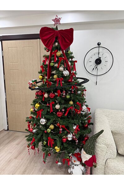 eyma home فيونكة شجرة عيد الميلاد المخملية الحمراء (30×35 سم)