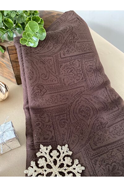 MİNELEŞARP34 Mineleşarp Ethnic Pattern Bitter Coffee Monogram Jacquard Shawl