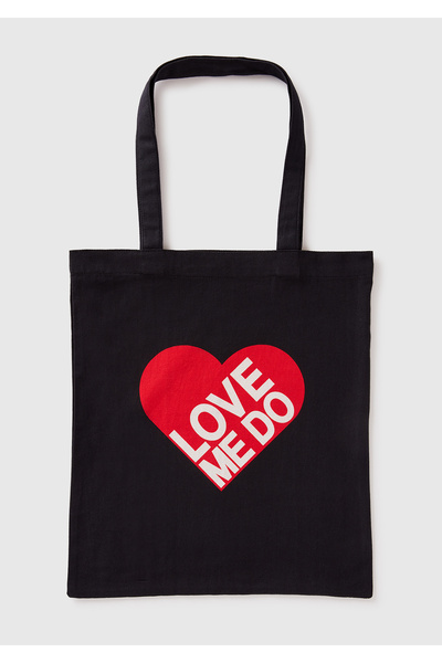 United Colors of Benetton Women's Black 100% Cotton the Beatles Tote Bag