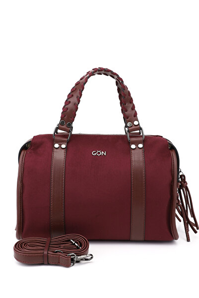 GÖNDERİ(R) Women's Burgundy Suede Burgundy Hand and Shoulder Bag
