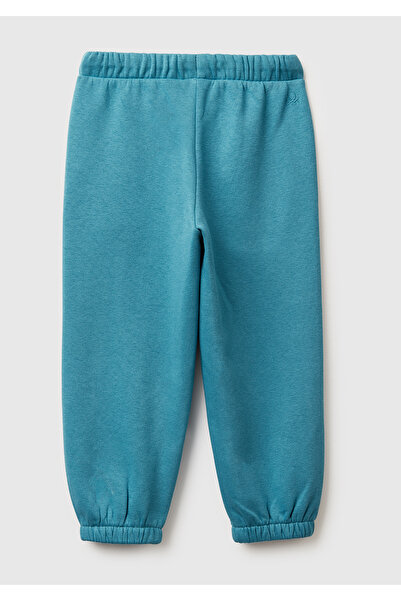 United Colors of Benetton Girl's Petrol Blue Sweatpants with Logo Detail on the Back, Elastic Waistband and Drawstring