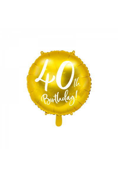 Partydeco Balon folie aurie cu tematică aniversară de 40 de ani - 45 cm
