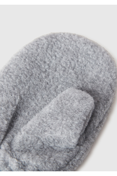 United Colors of Benetton Boy's grey melange logo detailed drawstring gloves