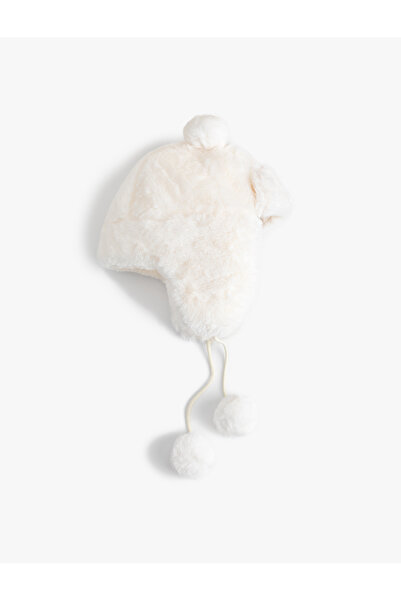 Koton Plush Hat with Pompom Detail and Ears