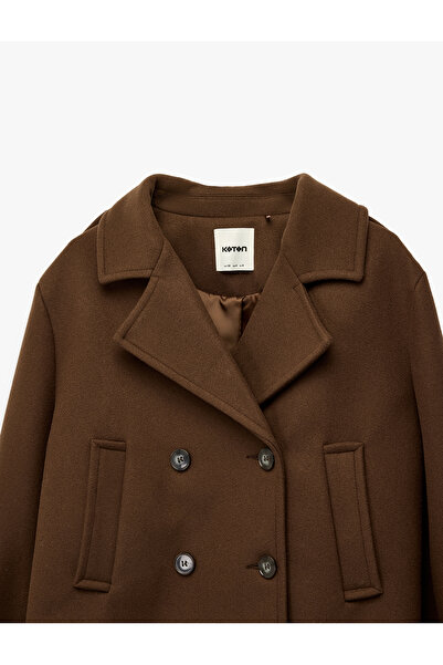Koton Дългоръкавно, закопчавано, двуредно късо вълнено палто с джобове
