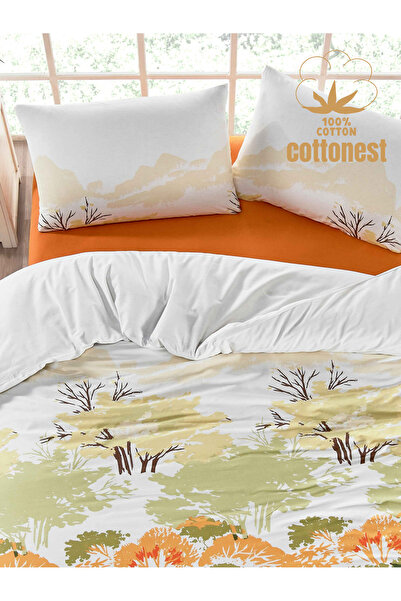 Cottonest Modern Geometric Patterned Premium Duvet Cover Set - 100% Cotton – Black & Yellow - Single Size