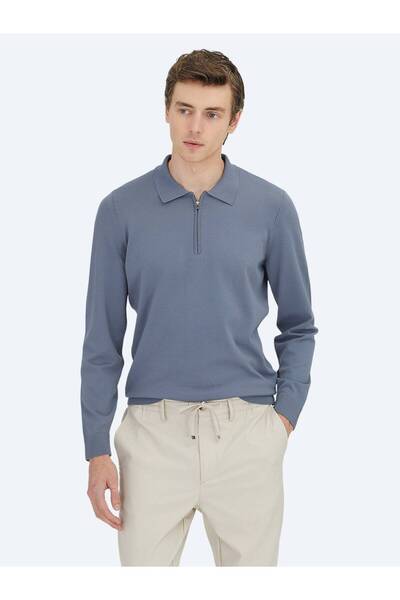 Kip Πλεκτό πουλόβερ με λαιμόκοψη μπλε αεροπορικής εταιρείας