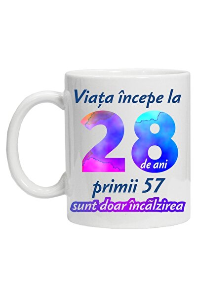 CRD PRINT Personalized mug "Life begins at 28", CRD PRINT, 330 ml, white