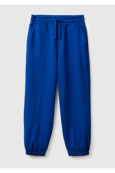 United Colors of Benetton Момчешки панталони в тъмносин цвят с лого, шнур и ш...