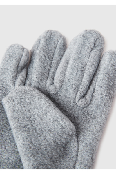 United Colors of Benetton Boy's Gray Melange Gloves with Logo Detail