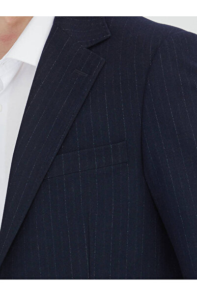 Kip Navy Blue Striped Modern Fit Suit