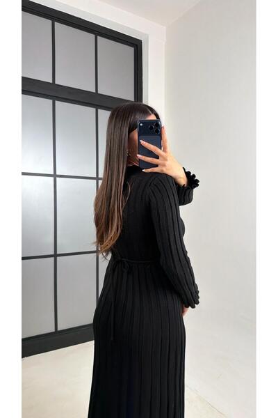 Gaus Siyah Kuşak Detaylı Triko Elbise GAUS-00812