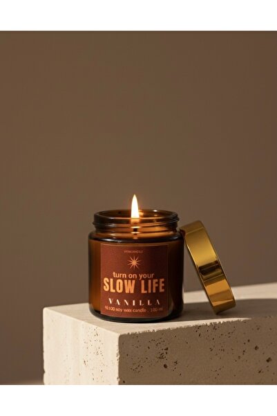 VITACANDLE Vanilya Kokulu Mum - %100 Doğal Soya Mumu Amber Kavanoz Aromaterap...