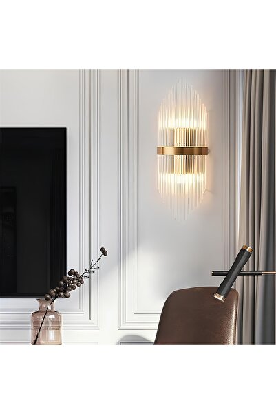 LEDIGANT Aplica de Perete LED pentru Interior – Design Modern, Otel Inoxidabil & Sticla, Auriu, 45x18 cm