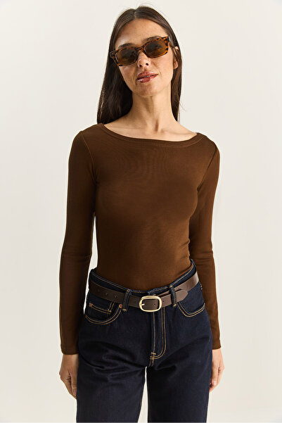 Bianco Lucci Women's Cotton Boat Neck Blouse 6025 60283832