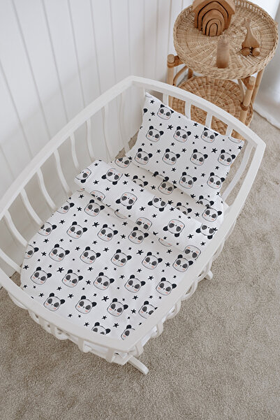 Messido 100% Cotton Poplin Mother's Side Crib Bedding Set 60X100 cm - Cute Panda