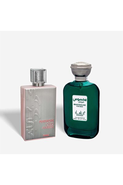 ZEYTI 2-Pc Oriental Perfume Set – Manasik Oud Amber Pink (Women) & Makhsouse For Men (100 ml each)