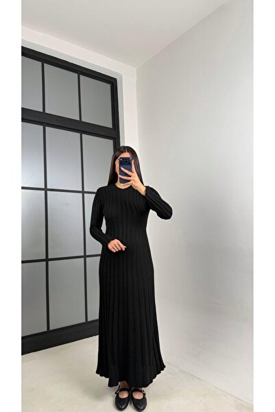 Gaus Siyah Kuşak Detaylı Triko Elbise GAUS-00812