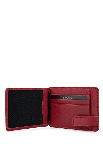 Tamer Tanca Men's Genuine Leather Claret Red Card Holder