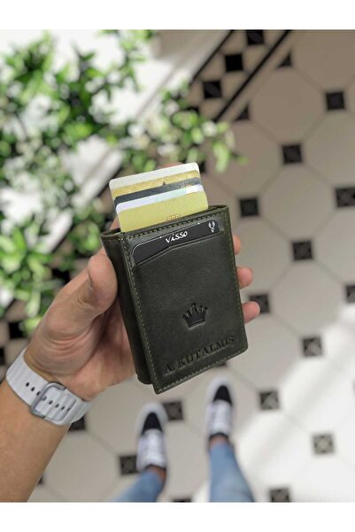 Visso leather VİSSO 684 Hakiki Deri Kağıt Para Bölmeli Mekanizmalı Kartlık Cü...