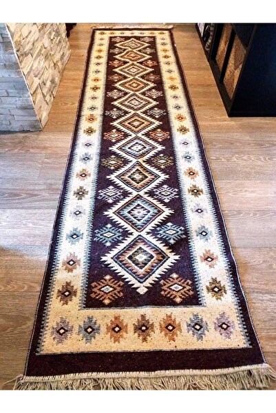 OEM Traditional rug 80x300 cm, brown and cream, Romb pattern