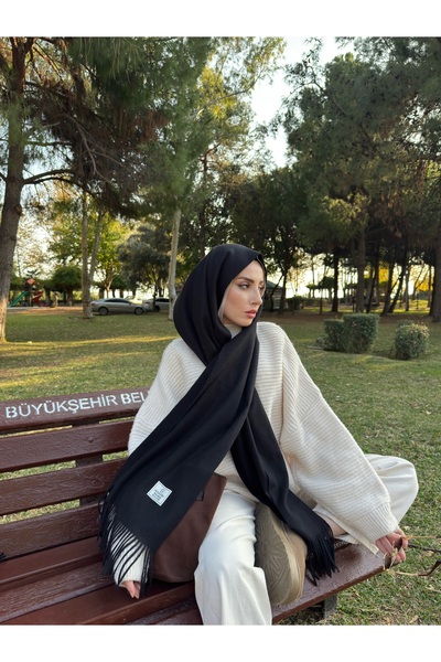 Mooncorn Black Wool Scarf