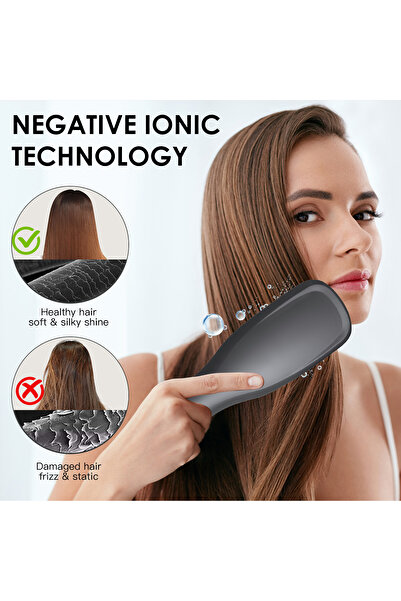 Hatteker Professional Portable Negative Ionic Hair Straightener Brush Electric Hair Brush