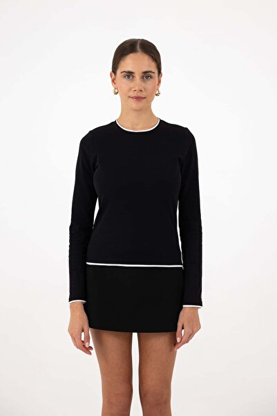 Re-SIS KONTRAST BİYELİ UZUN KOLLU T-SHIRT