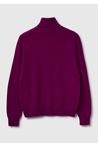 United Colors of Benetton Women's Plum 100% Merino Mock Neck Sweater