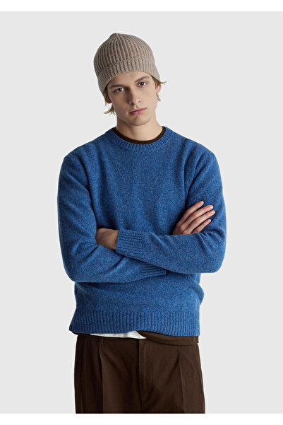 United Colors of Benetton Pulover pentru bărbați violet închis guler rotund S...