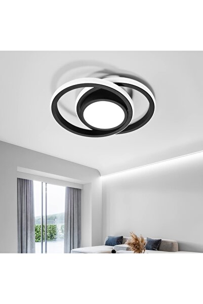 LEDIGANT Lustra LED 24W - 3 Cercuri, 3 trepte de culoare (Alb Rece, Neutru, Cald), Design Modern, Negru