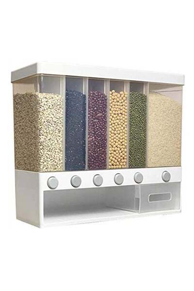 BLOOMING TIME Wall Mounted Large Capacity Moisture Proof Grain Storage Multi-Compartment Dispenser