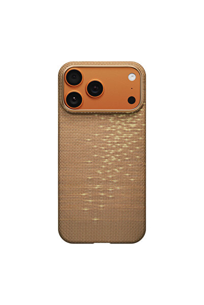 PITAKA iPhone 17 Pro Uyumlu Kılıf M-safeli Fibră aramidă sclipici de aur Ultr...