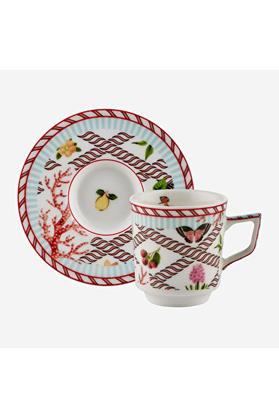 CHIARA ALESSI Coral Kırmızı Porselen Kahve Fincan Seti 120 Ml