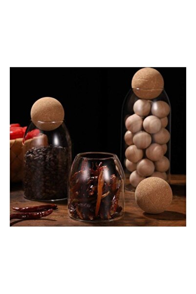 XIUWOO 3-Piece Food Storage Glass Jar with Wood Lid Ball Clear 23.5 x 9.5cm