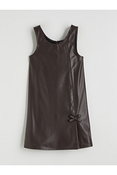 LC Waikiki Rochie pentru fetiță aspect de piele cu detaliu de fundă