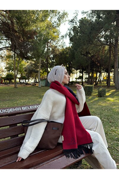 Mooncorn Double-Sided Wool Scarf Navy Blue Red