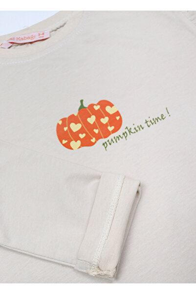 BALKABAĞI Zamanı Girls' T-Shirt with Ruffle Detail on the Sleeves (2-9 Years)