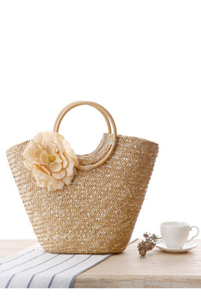 Generic Flower Grass Woven Tote Bag