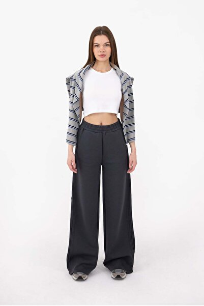 Re-SIS YANLARI NERVÜRLÜ İNTERLOK GENİŞ PAÇA PANTOLON