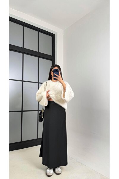 Gaus Siyah Beli Lastikli Saten Etek GAUS-00819