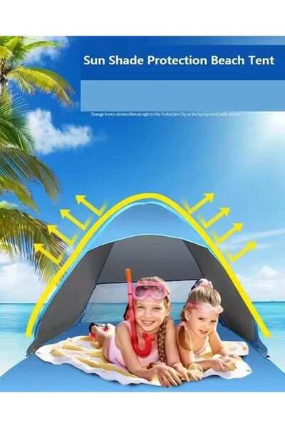 Generic Automatic Pop Up Beach Tent, Portable Mini Sun Shade Shelter for 2-3 Persons, Blue