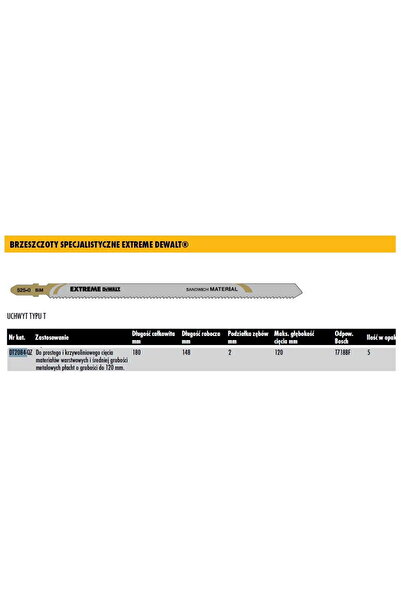 Dewalt LAMĂ DE FERĂSTRĂU PEndular 180x2mm T718BF PANOURI SANDWICH /5 buc.